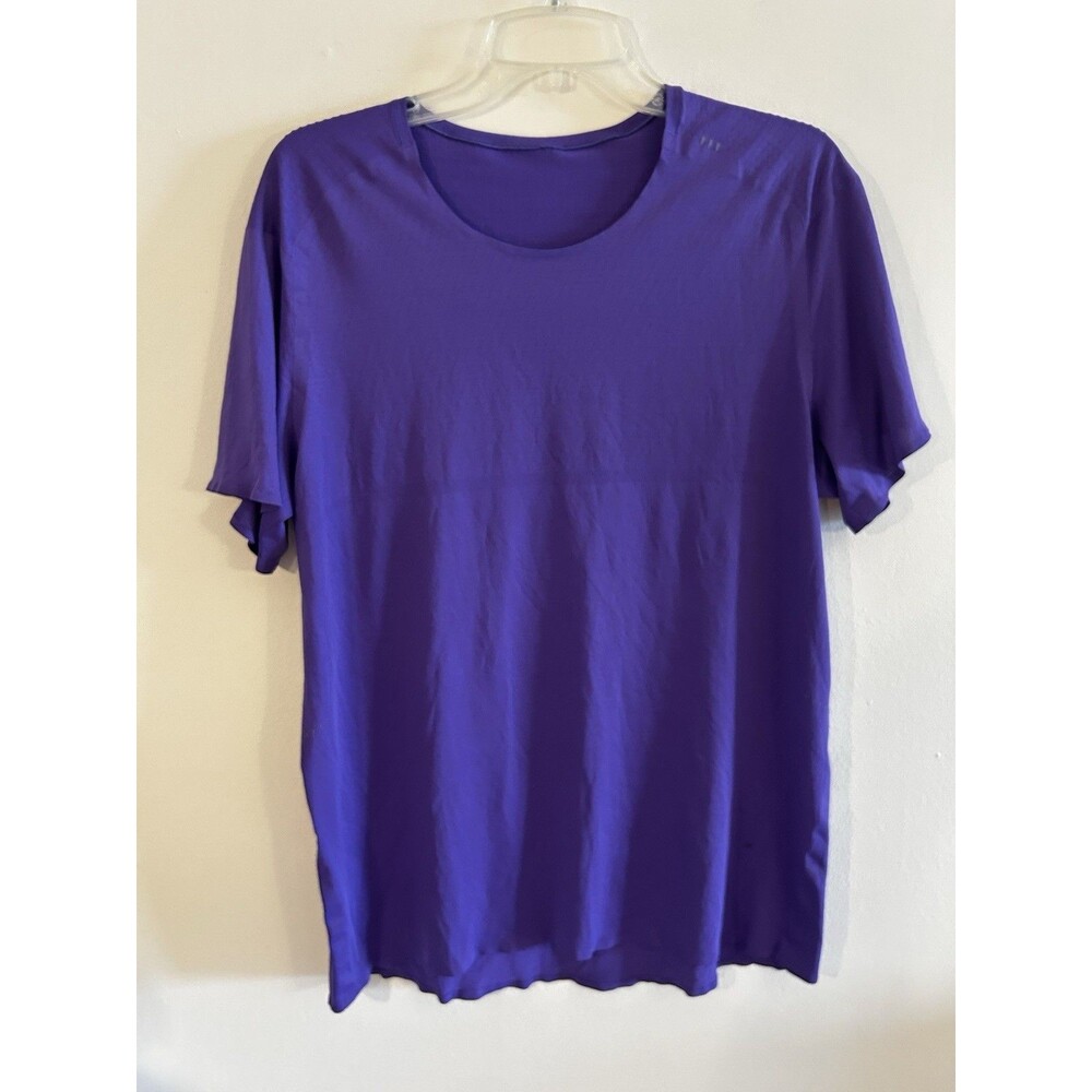 Lululemon Get Low Short Sleeve Size 12 Emperor Blue Purple Mesh